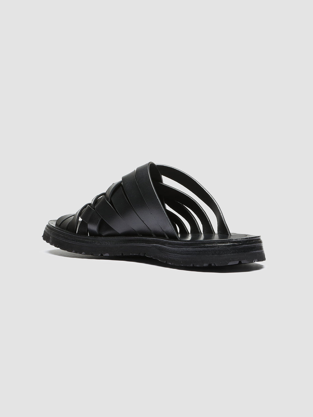 CHIOS 009 - Black Leather Slide Sandals