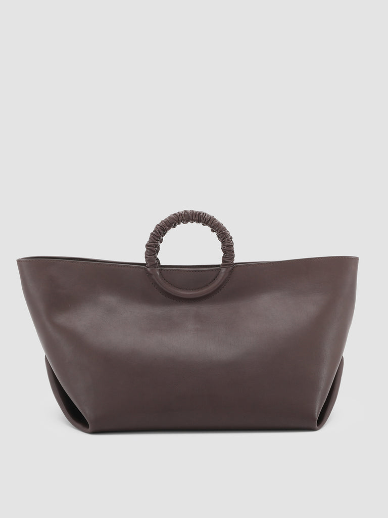 CIRCLE 15 - Borsa con Manico in Pelle Marrone