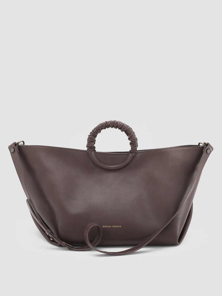 CIRCLE 15 - Borsa con Manico in Pelle Marrone