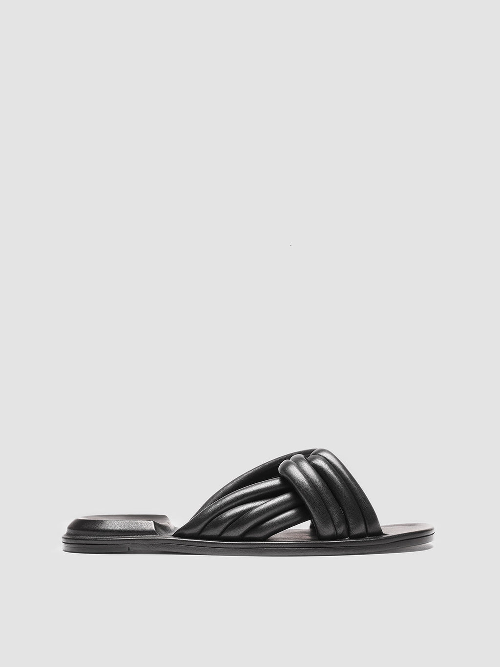 CYBILLE 004 - Black Leather Slide Sandals