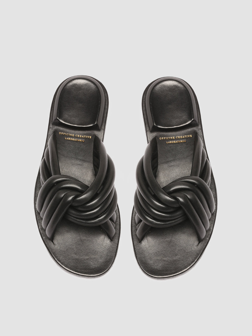 CYBILLE 004 - Black Leather Slide Sandals