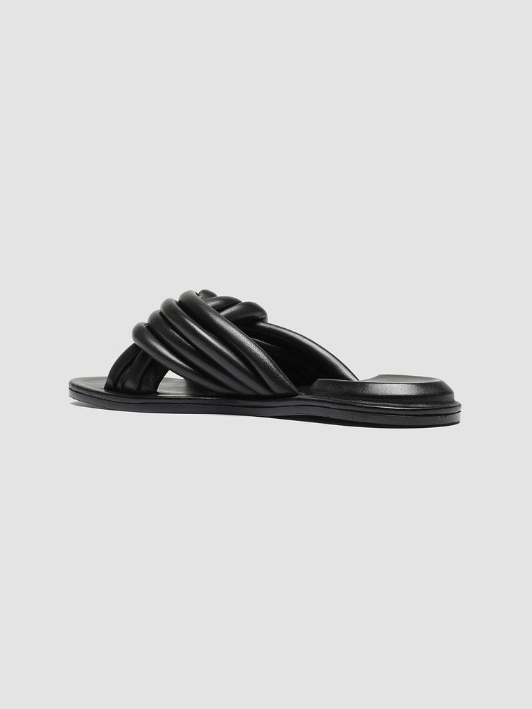 CYBILLE 004 - Black Leather Slide Sandals