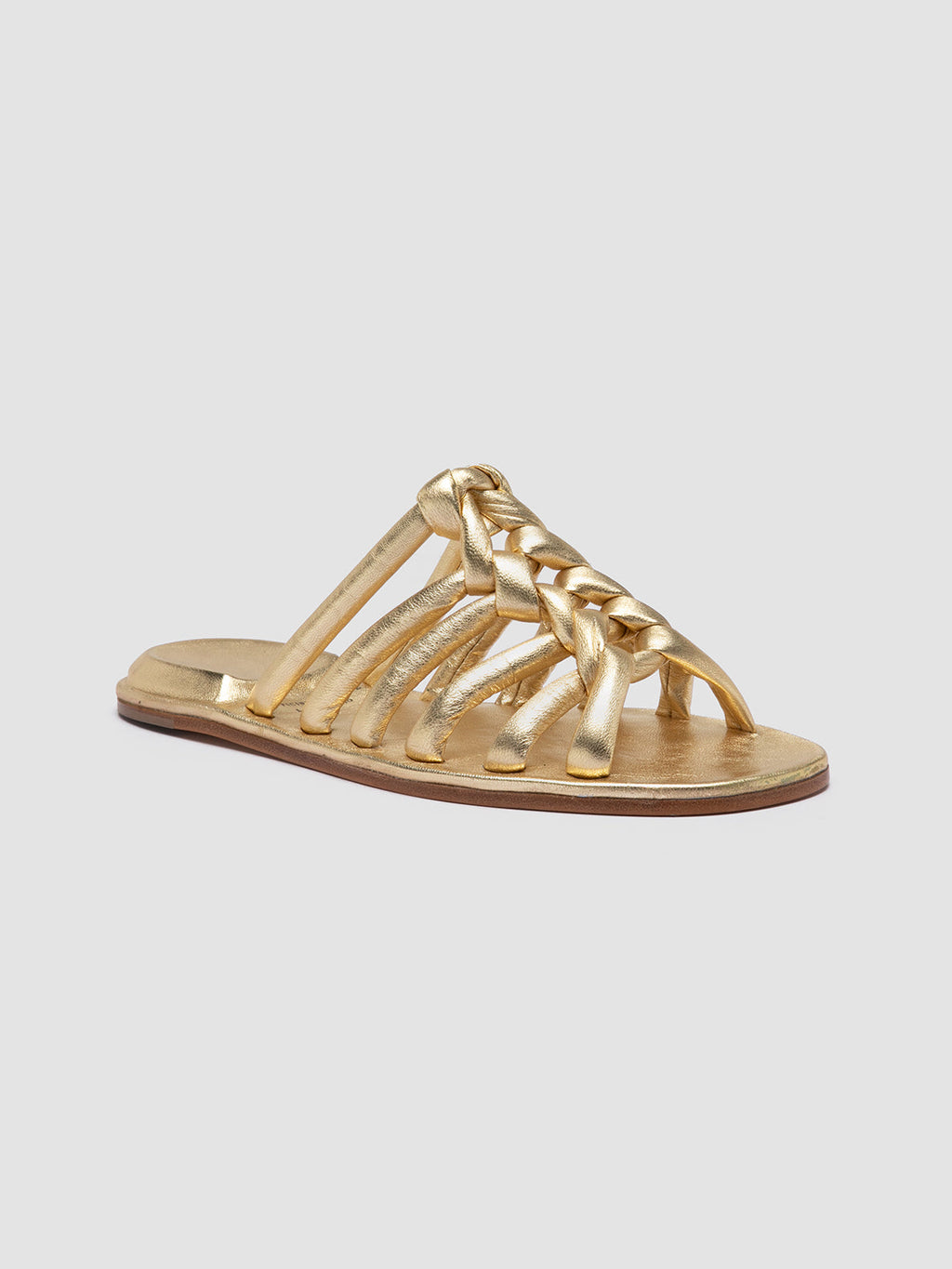 CYBILLE 016 - Gold Leather Slide Sandals
