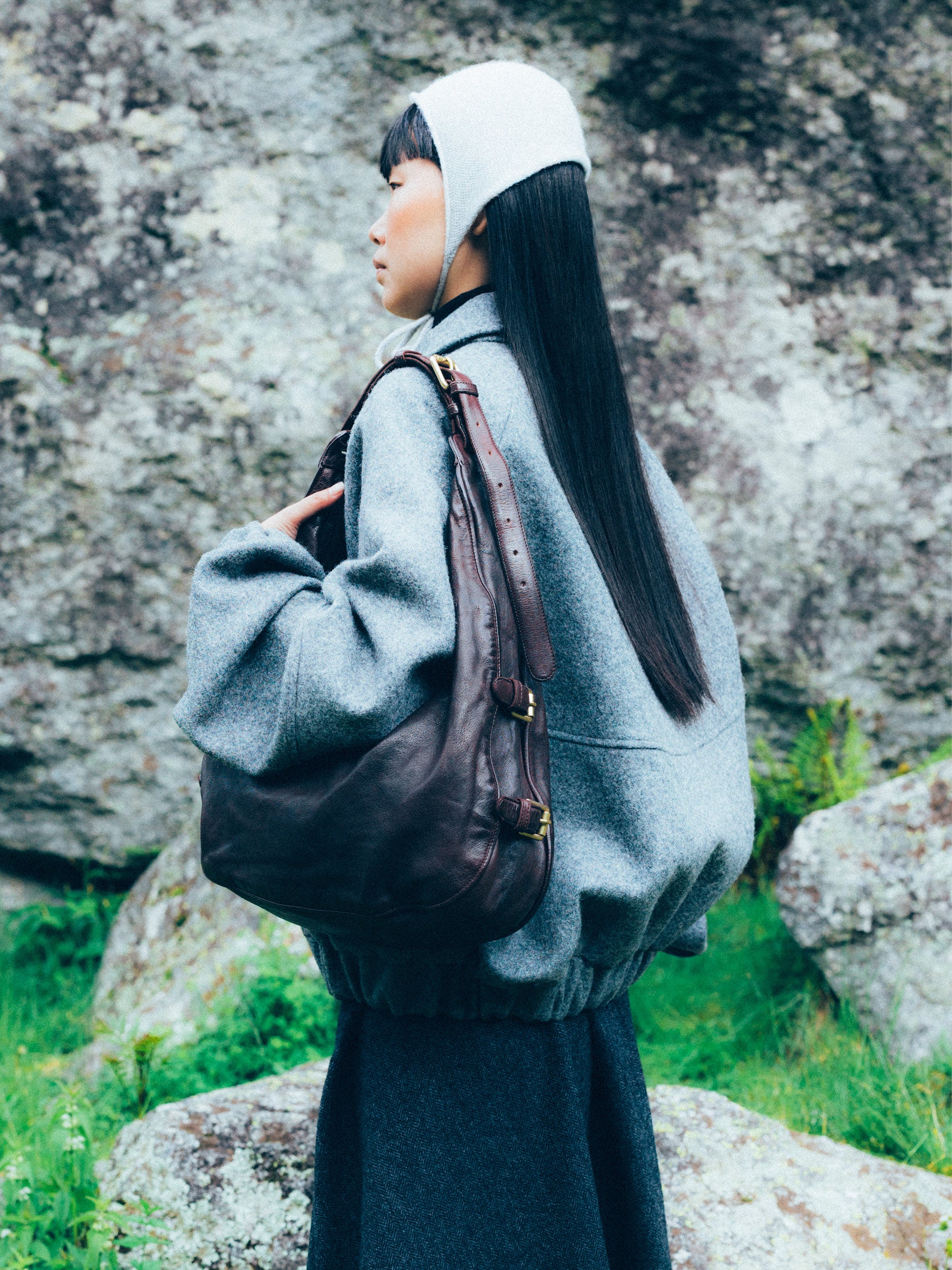 Officine Creative- Women's brown leather shoulder bag