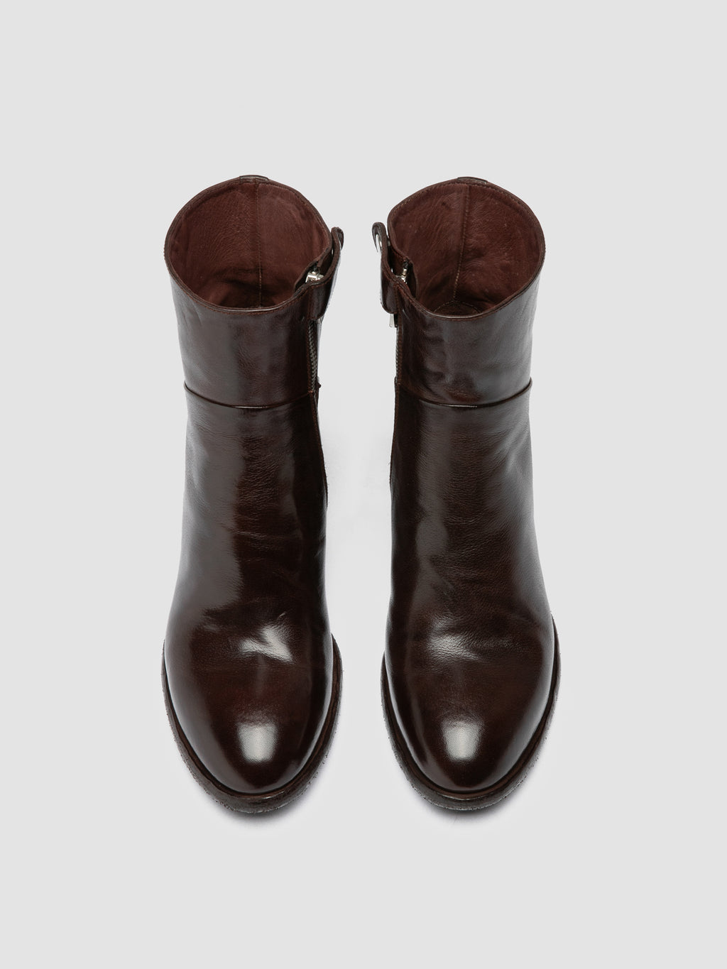 DENNER 107 - Stivali con Zip in Pelle Bordeaux - image 2,side view