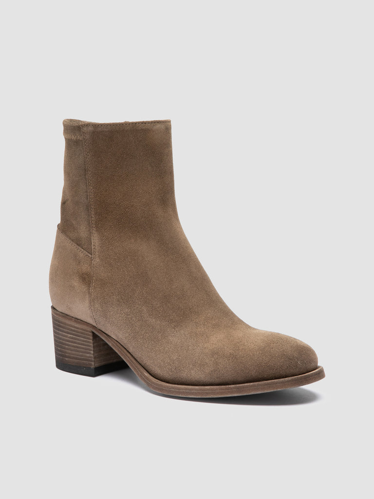 DENNER 127 - Stivali con Zip in Pelle Scamosciata Tortora