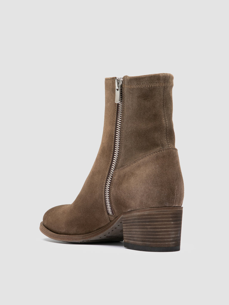 DENNER 127 - Stivali con Zip in Pelle Scamosciata Tortora