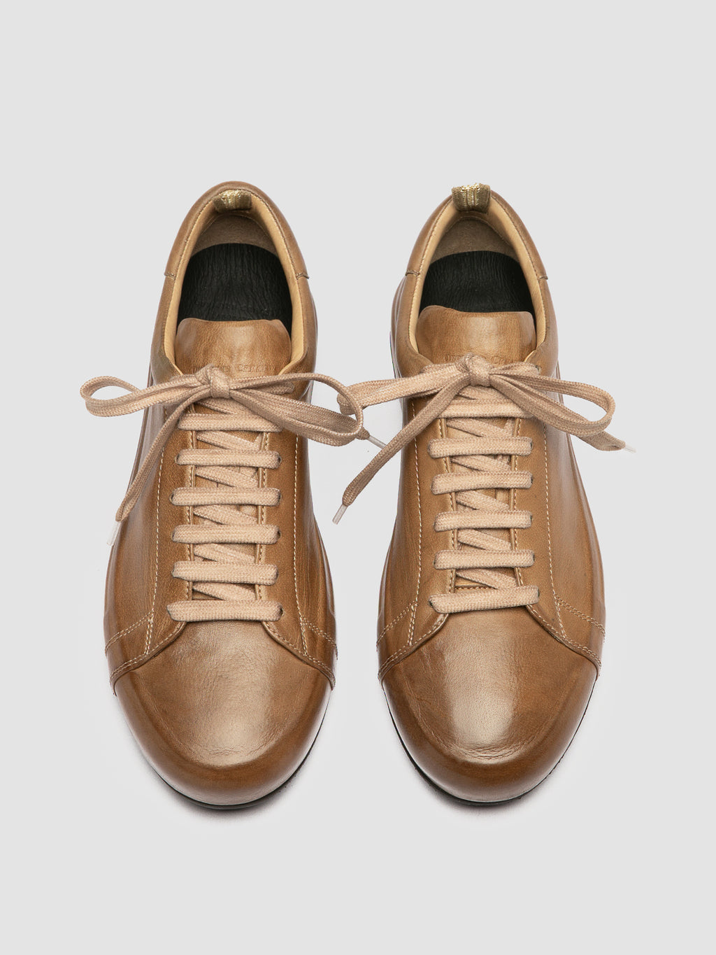EASY DD 001 - Taupe Leather Low Top Sneakers