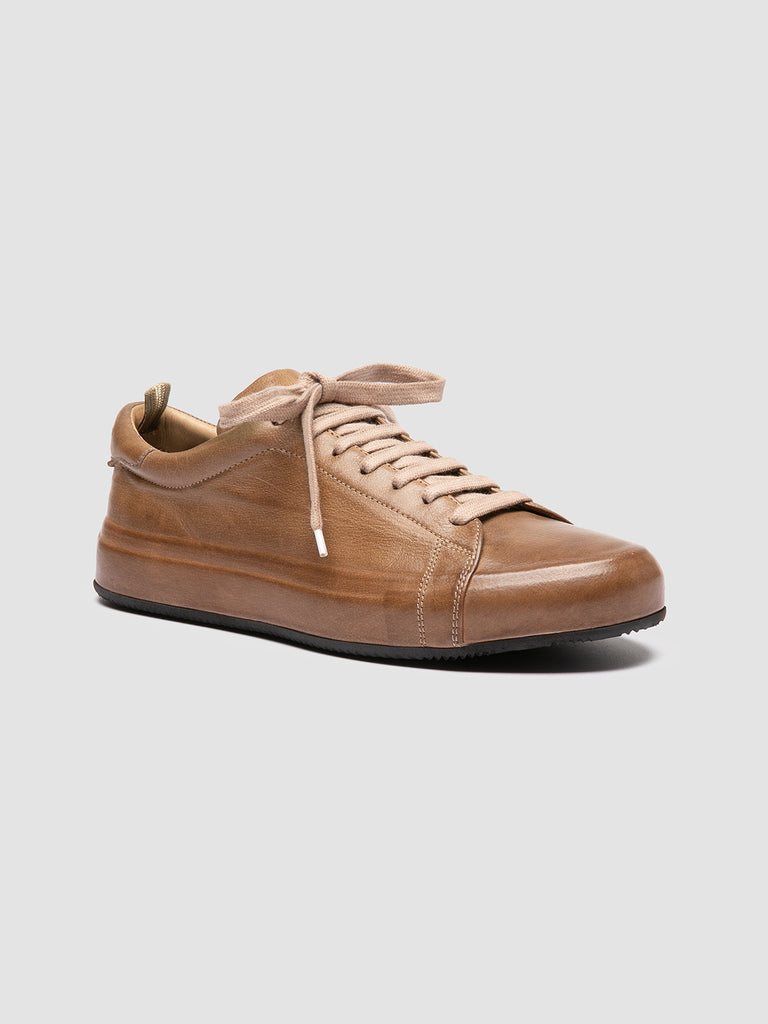 EASY DD 001 - Taupe Leather Low Top Sneakers
