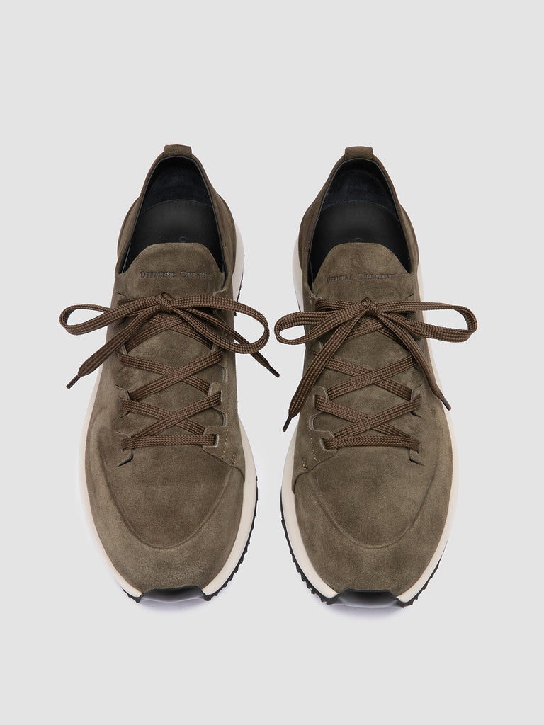 ENTIRE 001 - Sneaker Basse in Pelle Scamosciata Verde