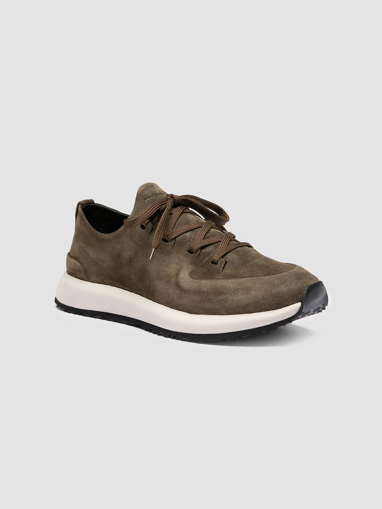 ENTIRE 001 - Sneaker Basse in Pelle Scamosciata Verde