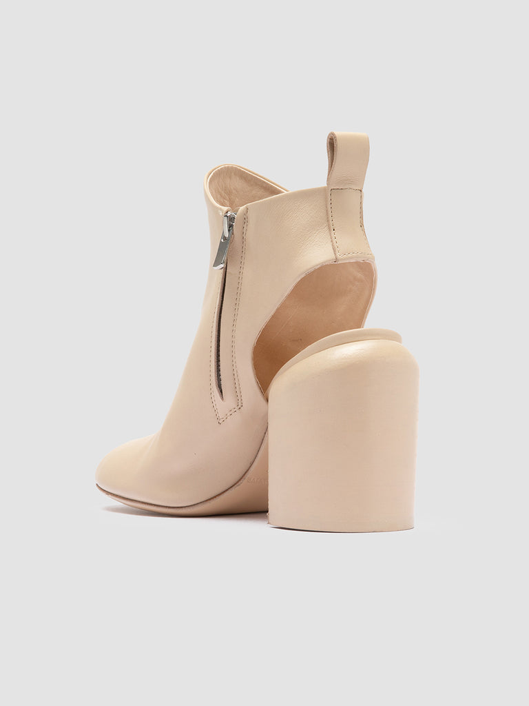 ESTHER 008 - Ivory Leather Zipped Boots