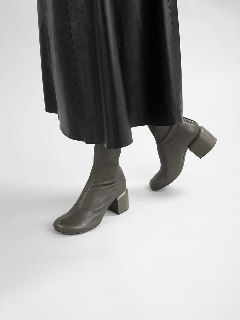 ETHEL 016 - Green Leather Zip Boots