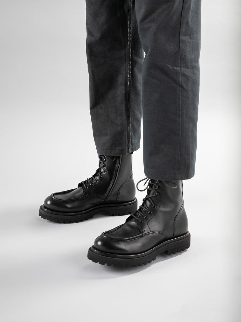 EVENTUAL 019 - Black Leather Lace Up Boots Men Officine Creative - 1