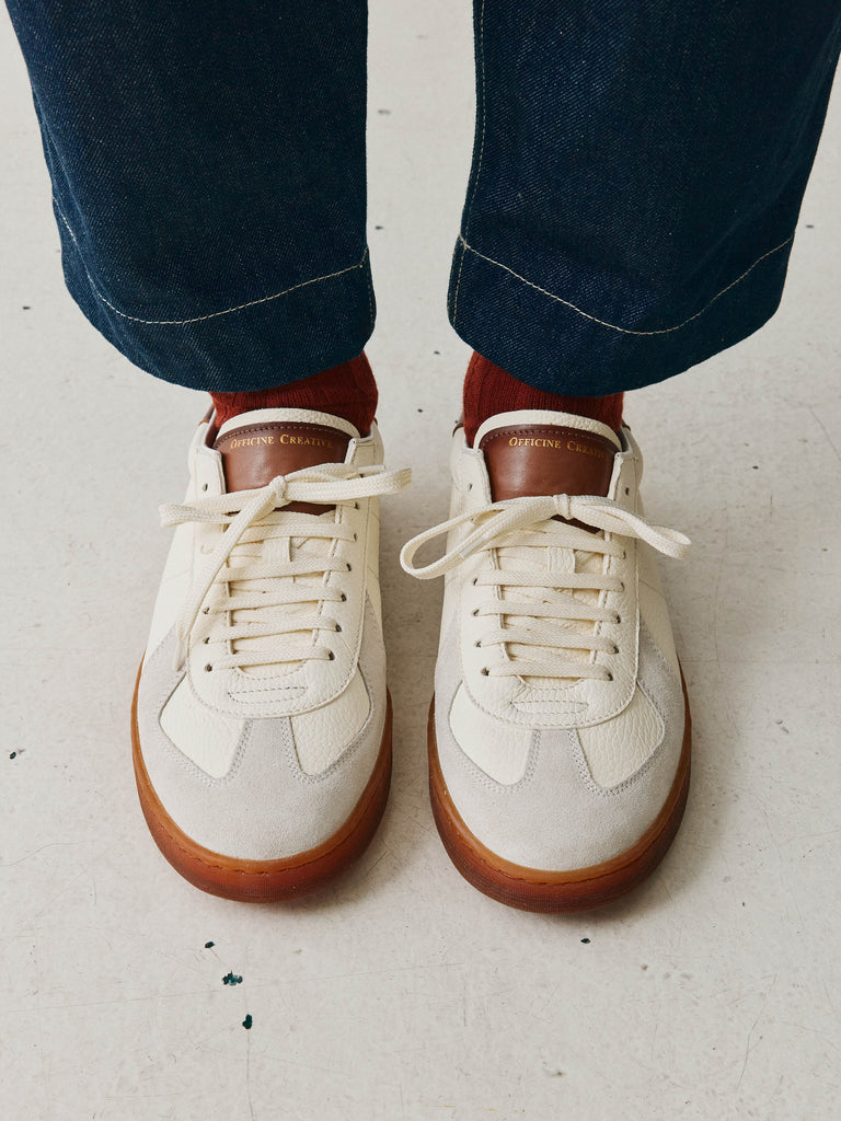 MILITIA 001 - Sneaker Basse in Pelle Bianca