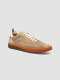 GINNASIO 001 - Sneaker in Pelle e Pelle Scamosciata Beige - thumb image 3,side view