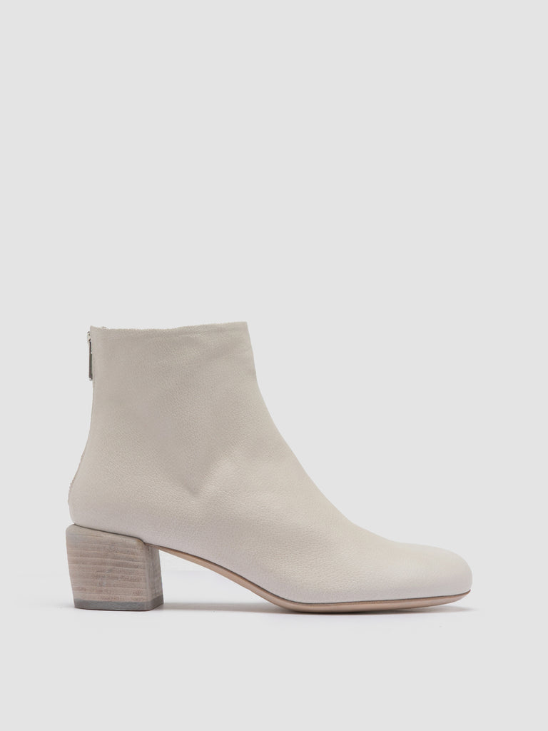 HADRY 001 - White Leather Zipped Boots