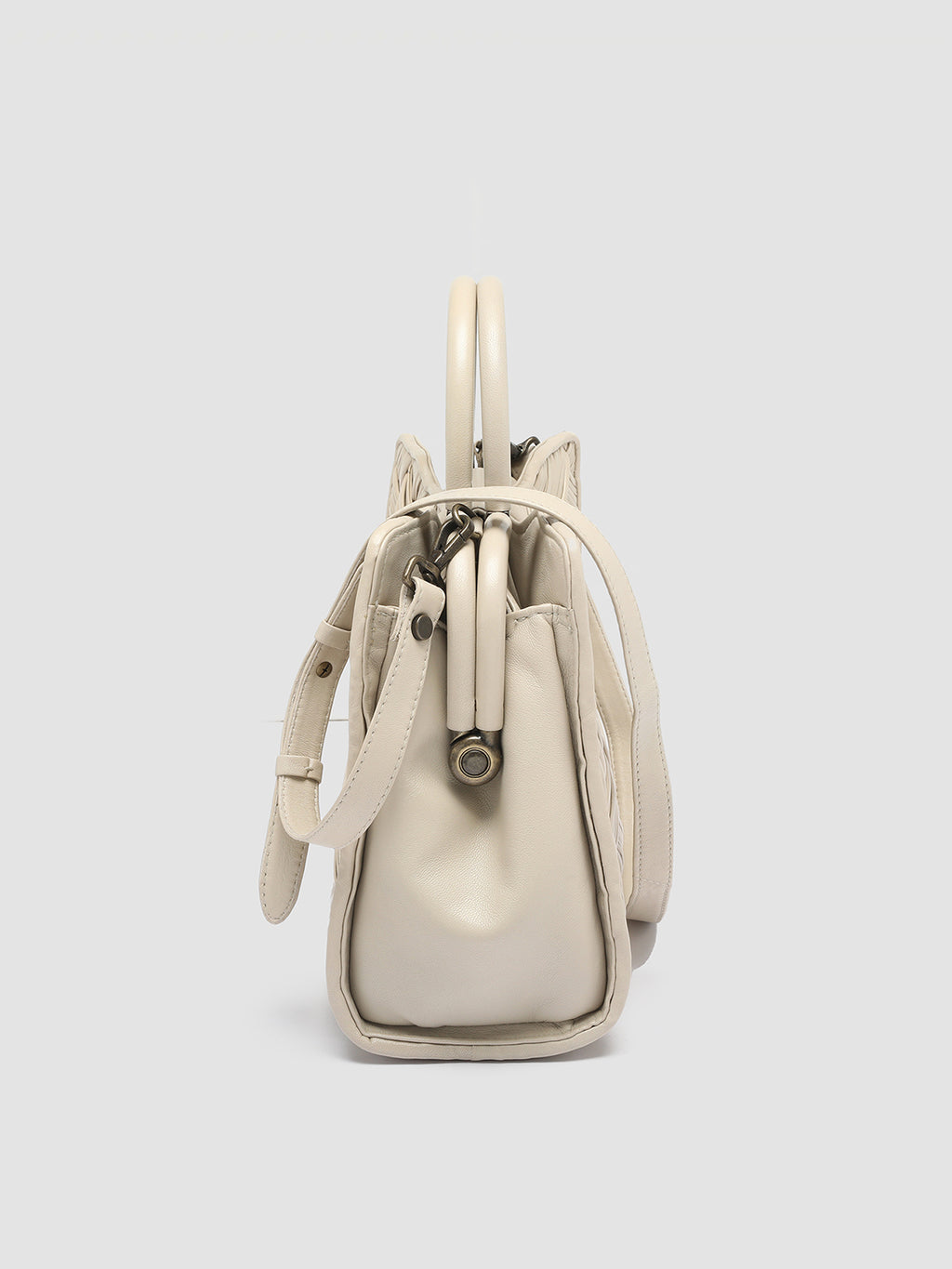 HELEN 025 Cables - White Leather Shoulder Bag