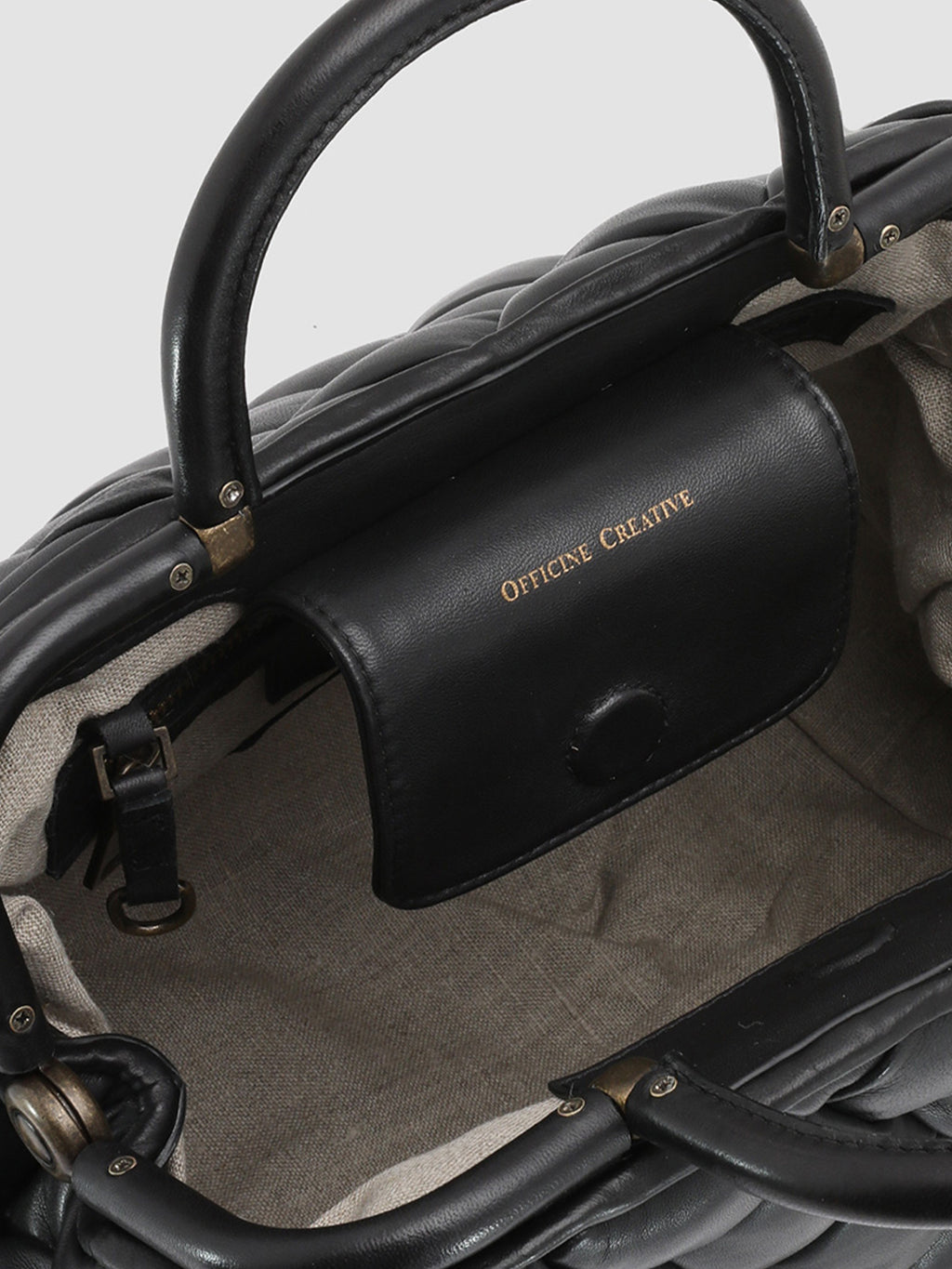 HELEN 14 Massive - Black Leather Handle Bag