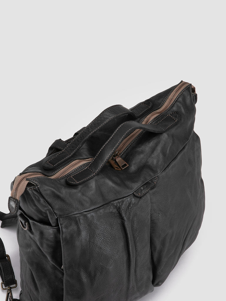 HELMET 036 - Black Leather Backpack