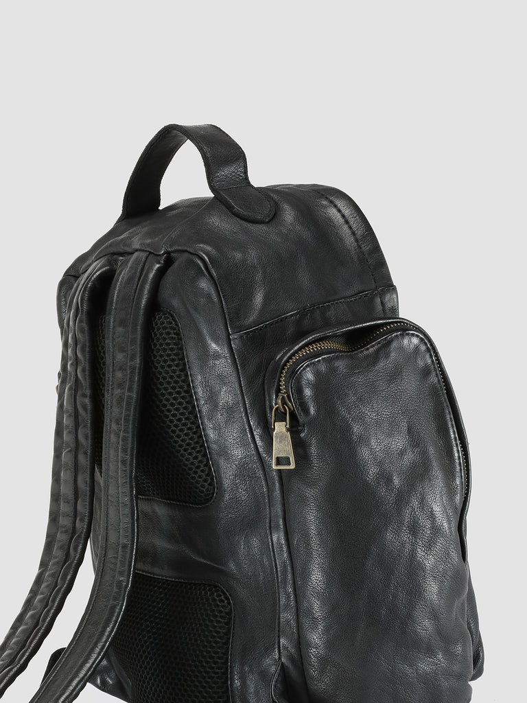 HELMET 042 - Black Leather Backpack