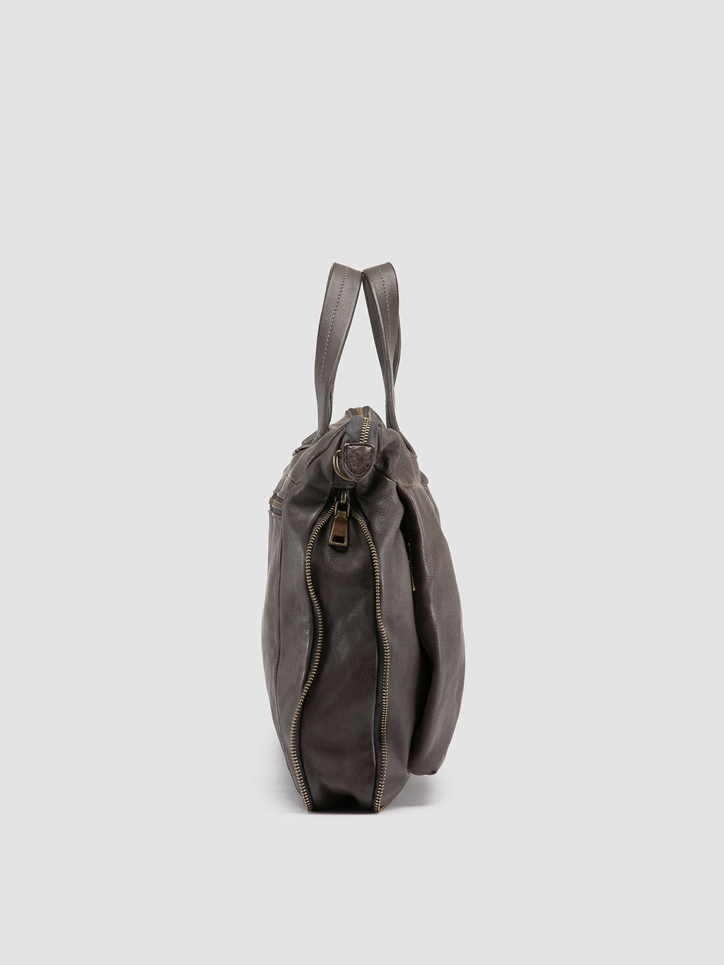 HELMET 046 - Valigetta in Pelle Grigia - image 3,side view