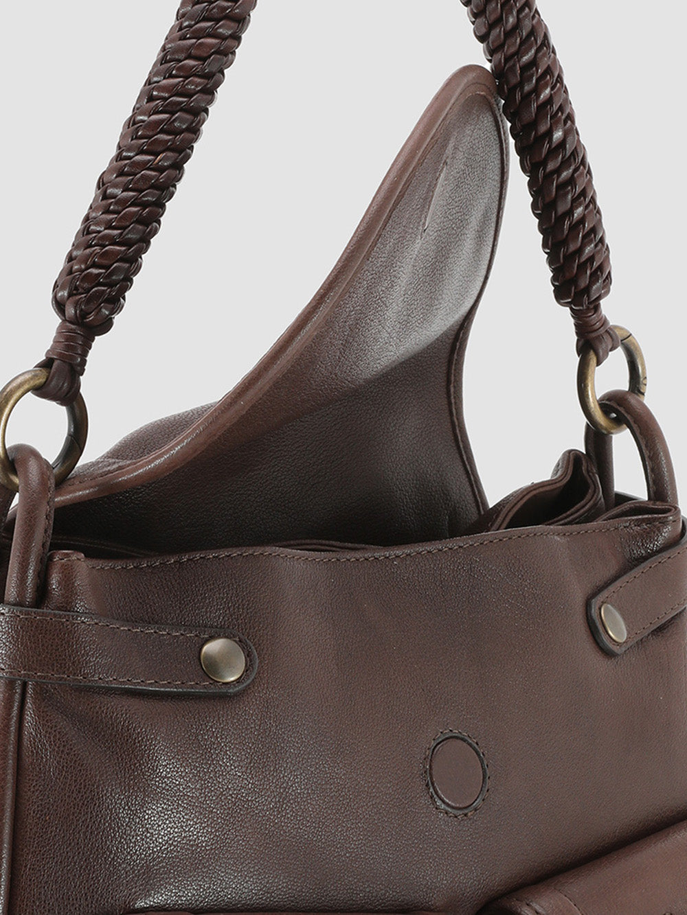 HOLES WOVEN 05 - Borsa con Manico in Pelle Bordeaux