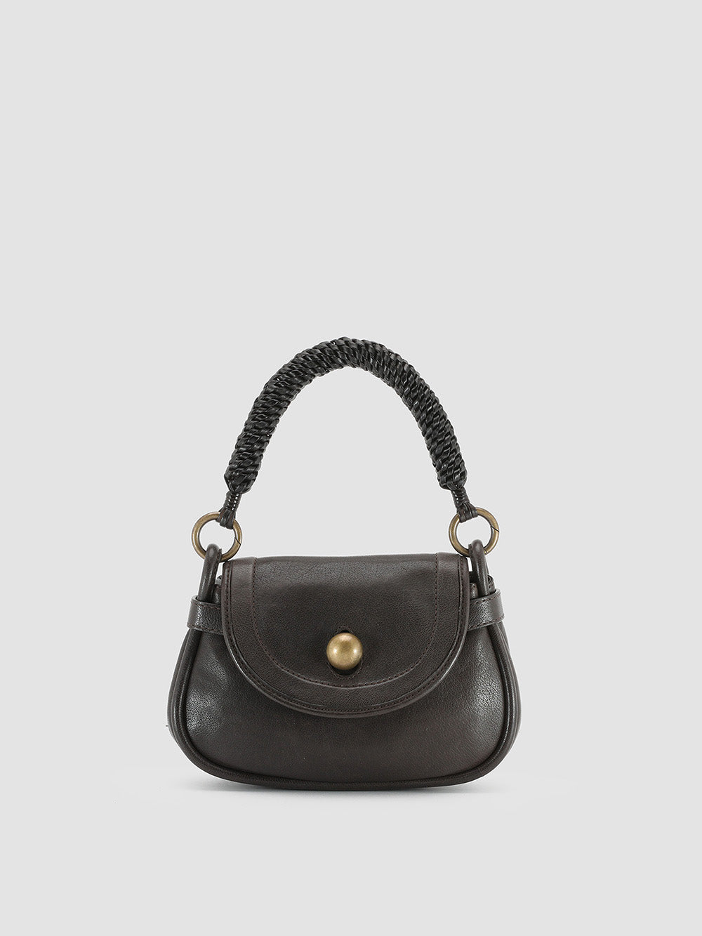 HOLES WOVEN 06 - Borsa con Manico in Pelle Marrone