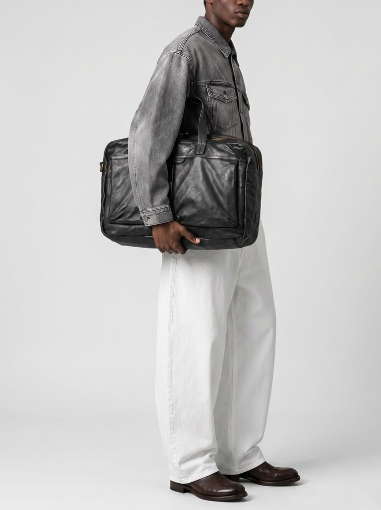 HELMET 056 - Borsa Weekender in Pelle Nera