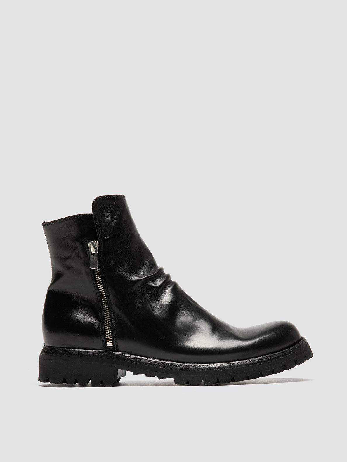 Officine Creative IKONIC 004 Stivali Zip in Pelle Nera
