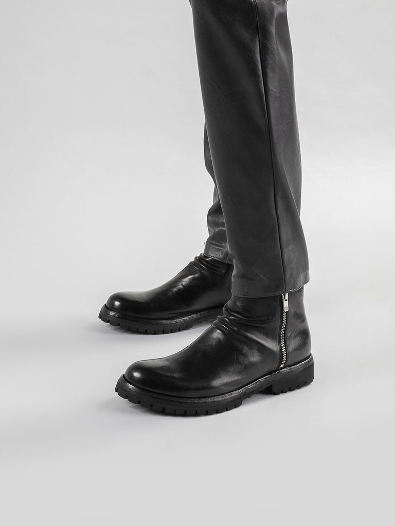 IKONIC 004 - Black Leather Zip Boots Men Officine Creative - 1