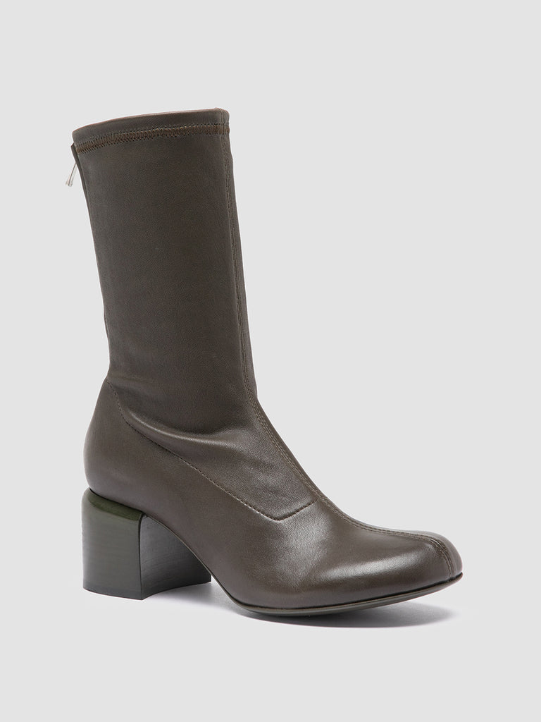 ETHEL 016 - Green Leather Zip Boots