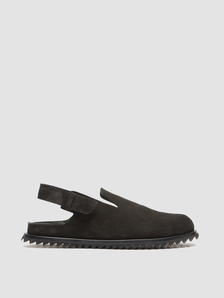 INTROSPECTUS 002 - Black Suede Back Strap Sandals