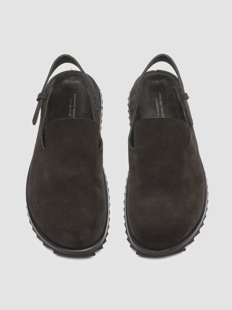 INTROSPECTUS 002 - Black Suede Back Strap Sandals