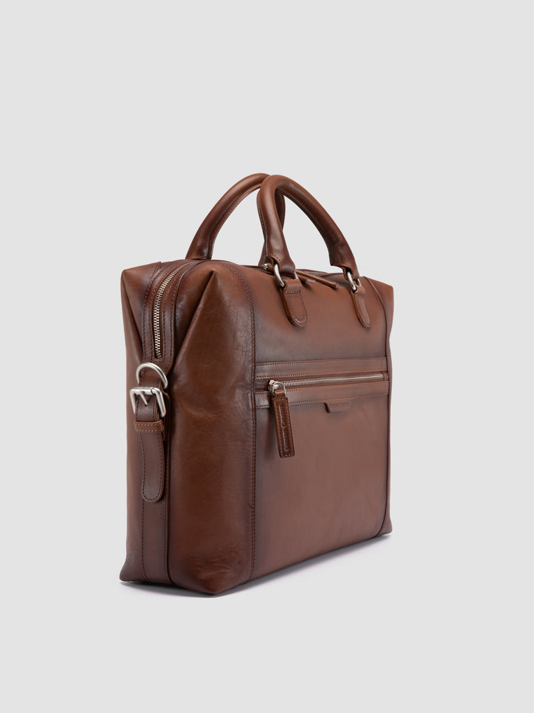 JULES 003 - Brown Leather Briefcase