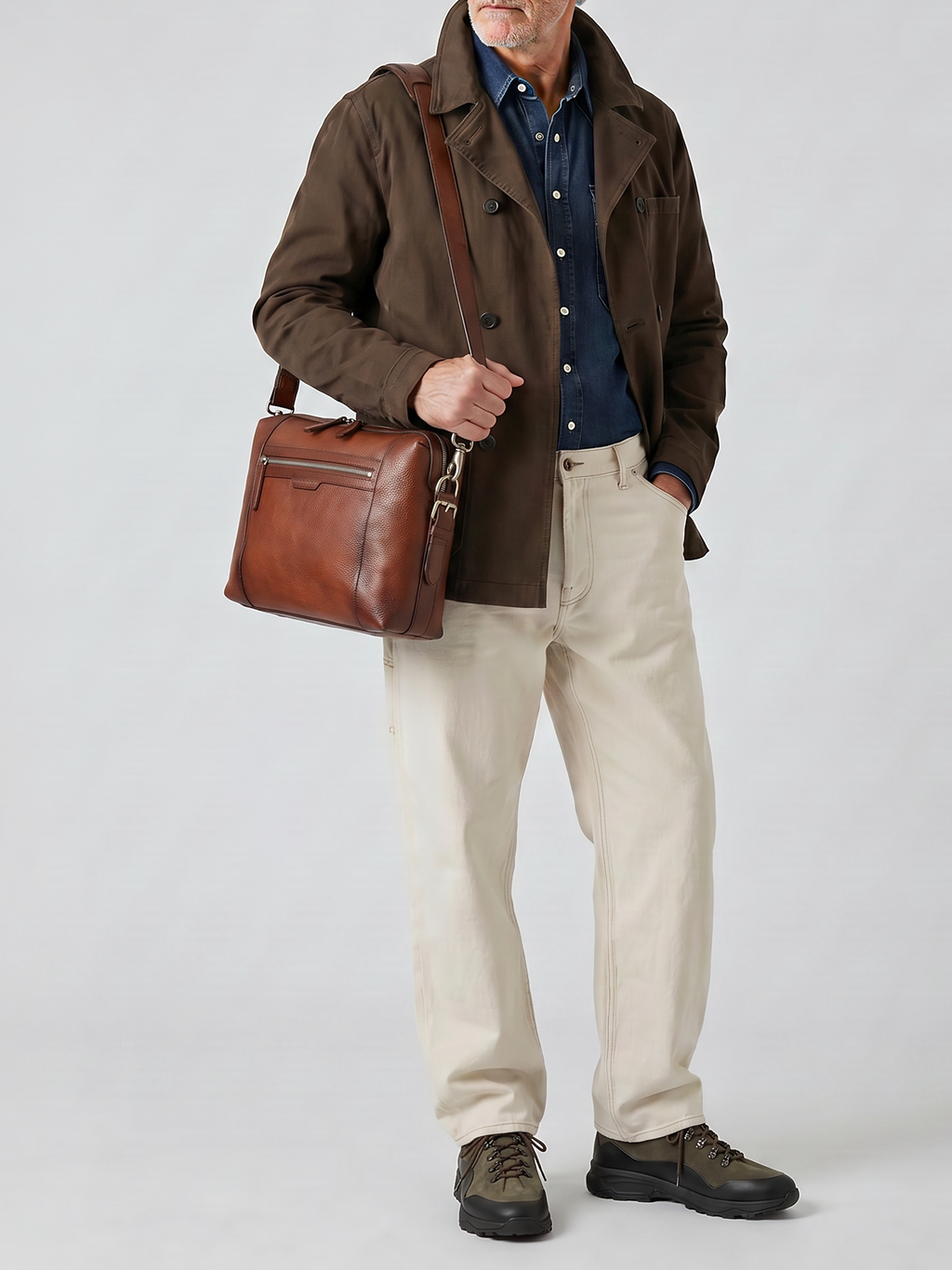 JULES 009 - Valigetta in Pelle Marrone - image 2,side view