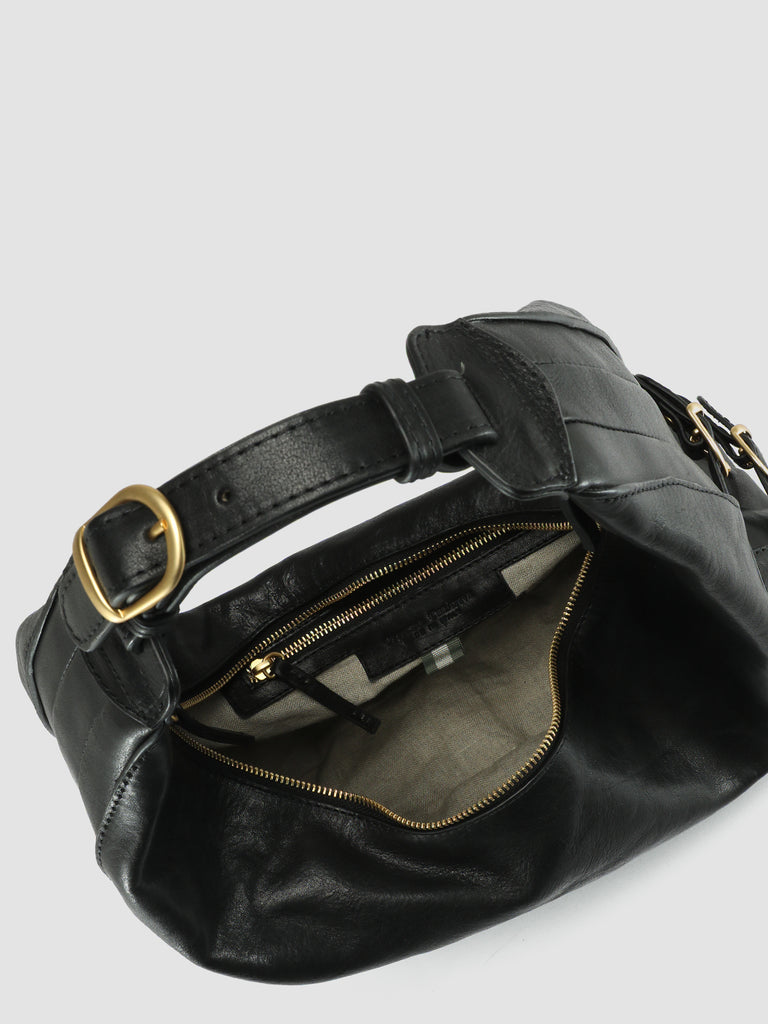 JULIE 001 - Black Leather Shoulder Bag