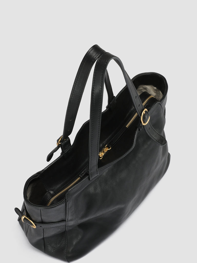 JULIE 003 - Black Leather Shoulder Bag