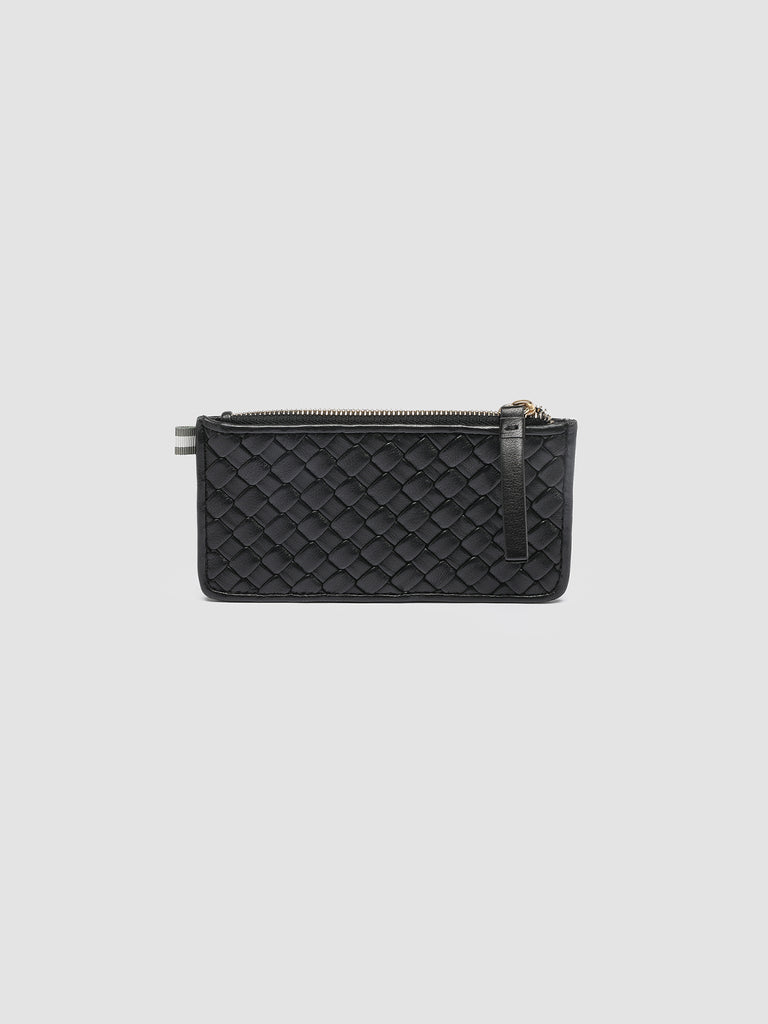 JULIET 103 - Portacarte in Pelle Intrecciata Nera