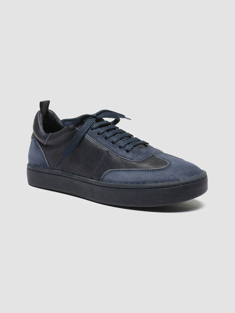 KOMBINED 001 - Blue Leather and Suede Low Top Sneakers