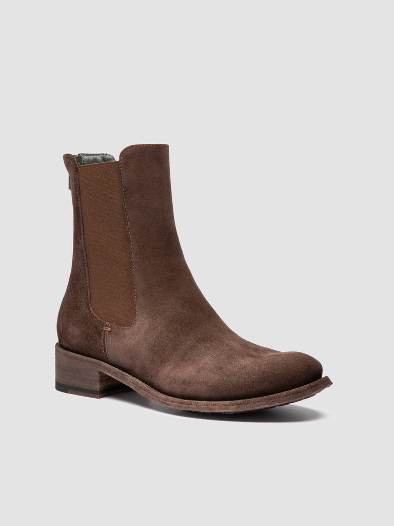 LISON 017 - Stivaletti Chelsea in Pelle Scamosciata Marrone