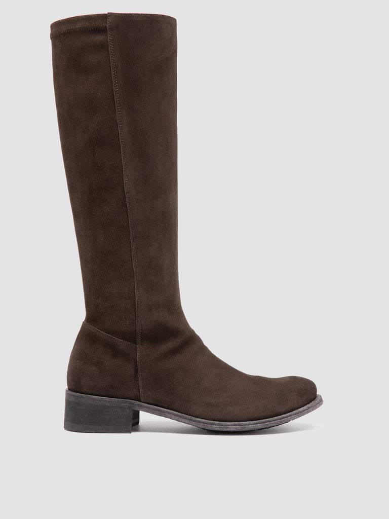 LISON 035 - Stivali in Pelle Scamosciata Stretch Marrone