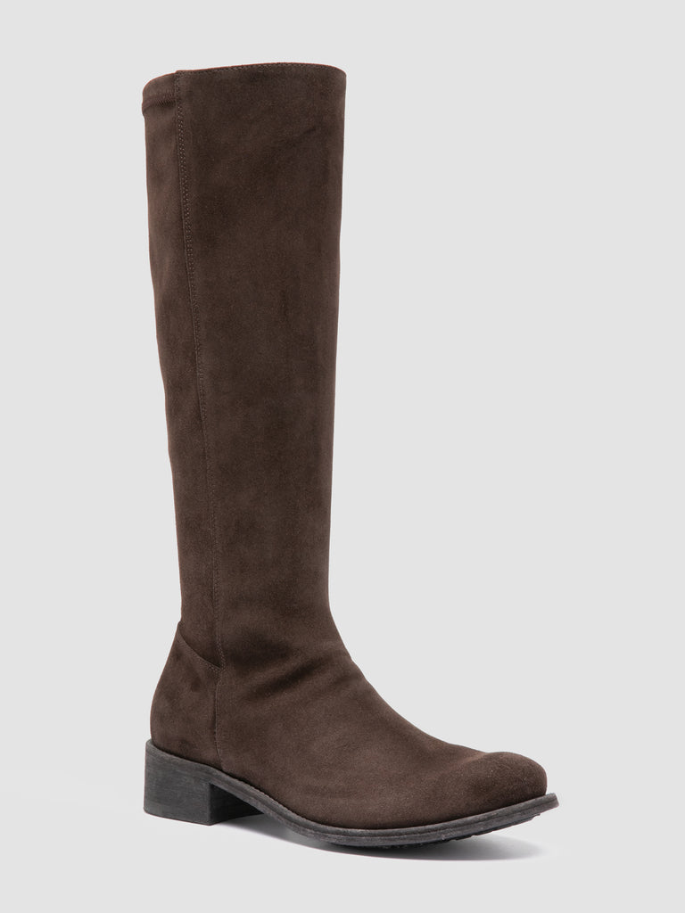 LISON 035 - Stivali in Pelle Scamosciata Stretch Marrone