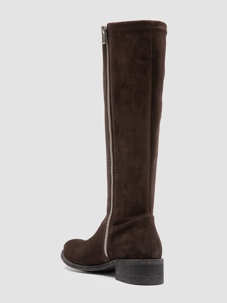 LISON 035 - Stivali in Pelle Scamosciata Stretch Marrone