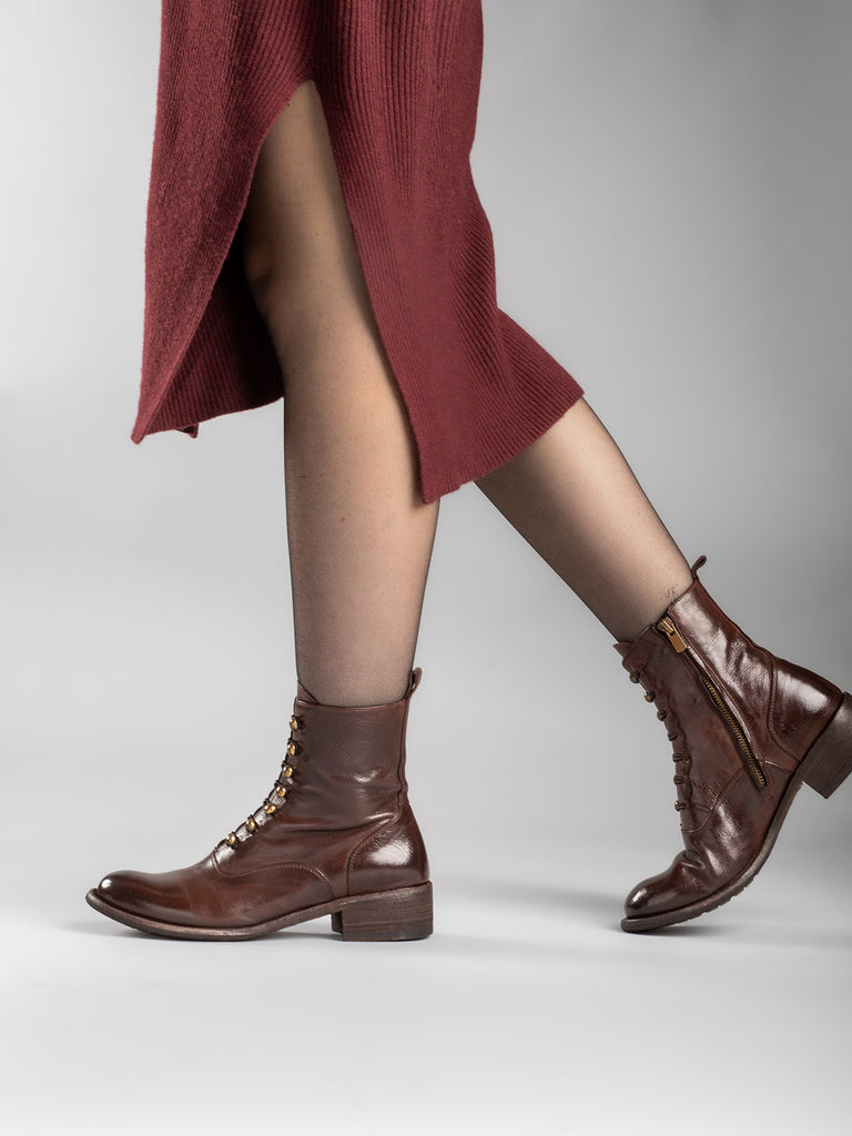 LISON 036 - Brown Leather Zip Boots