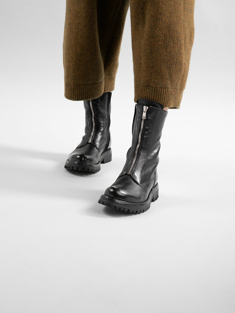 LORAINE 015 - Green Leather Zip Boots Women Officine Creative - 1