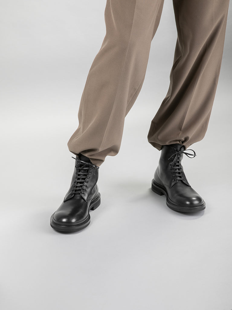 MAJOR 011 - Black Leather Lace Up Boots Men Officine Creative - 1