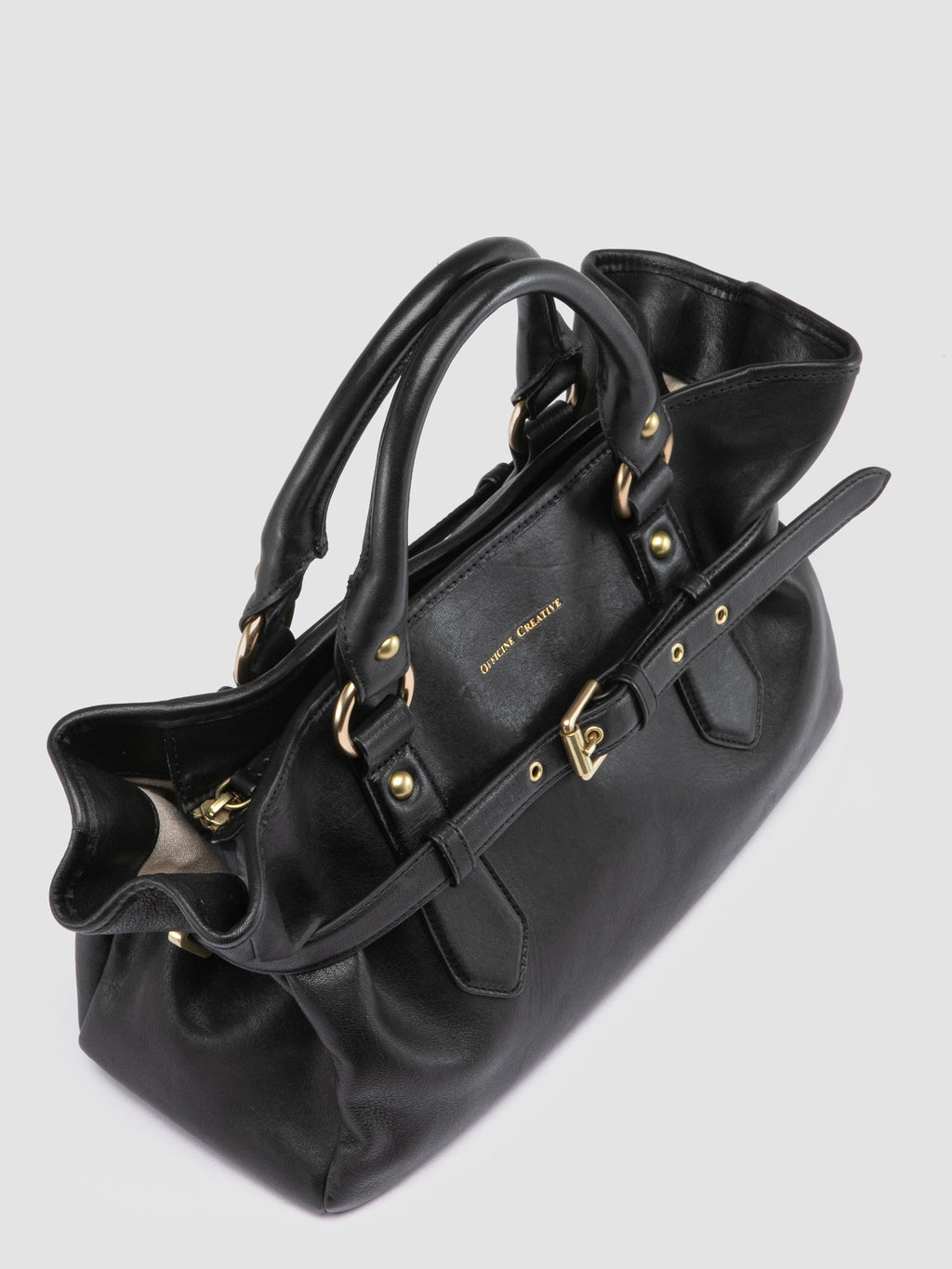 MEG 002 - Borsa a Mano in Pelle Nera - image 2,side view