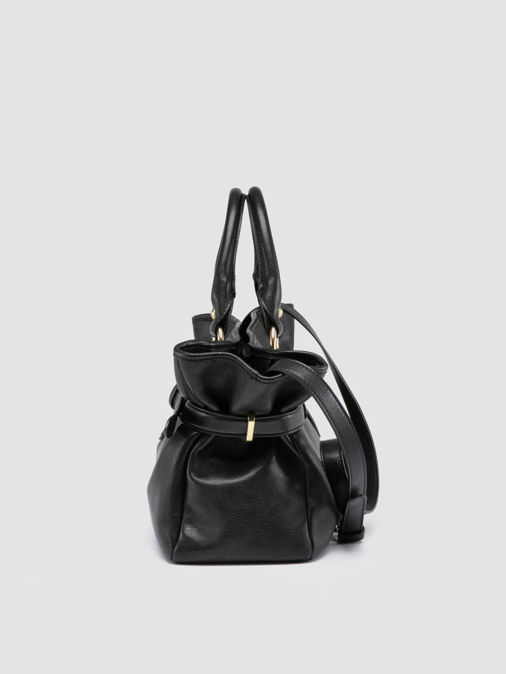 MEG 002 - Borsa a Mano in Pelle Nera - image 5,side view