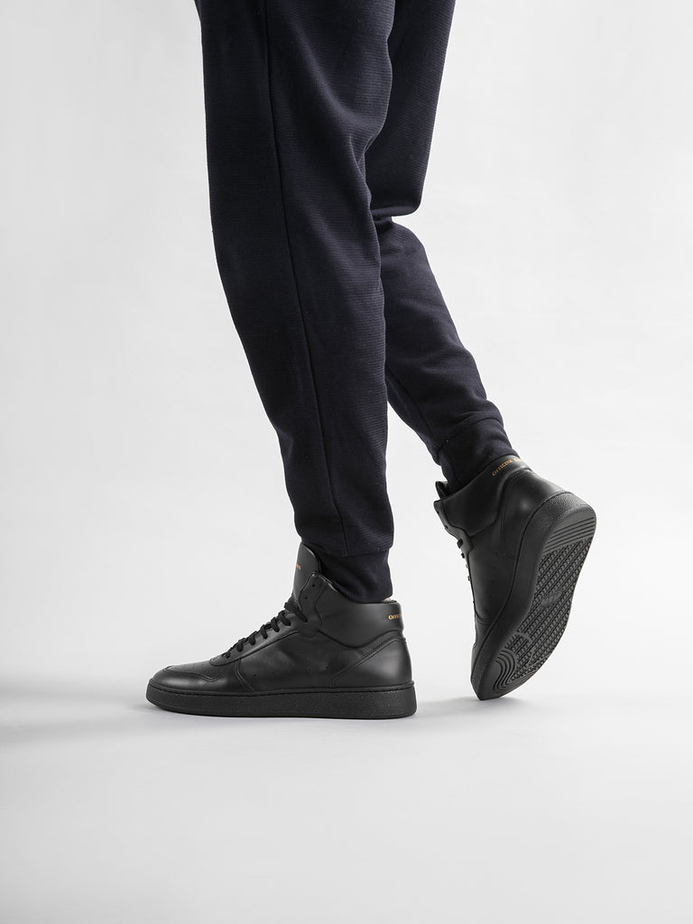 MOWER 012 - Black Leather High Top Sneakers Men Officine Creative - 2